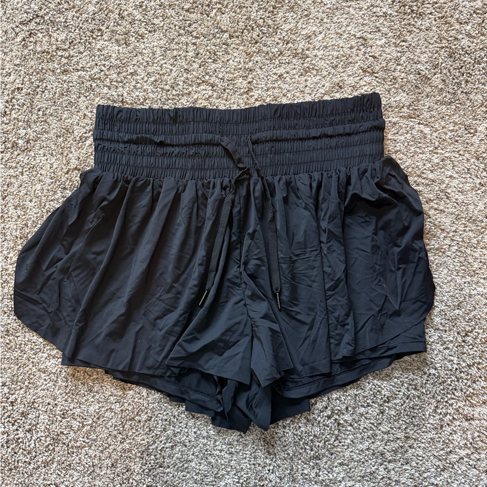 Women's Black Elastic Waist Shorts